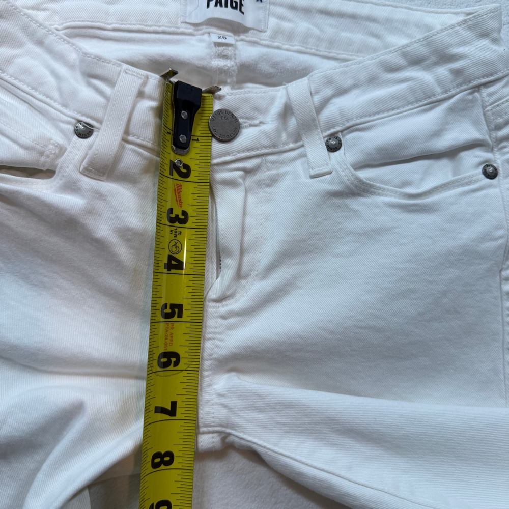 Paige Slim Straight Jeans Womens 26 White Good Low Rise Stretch Denim - Picture 4 of 15